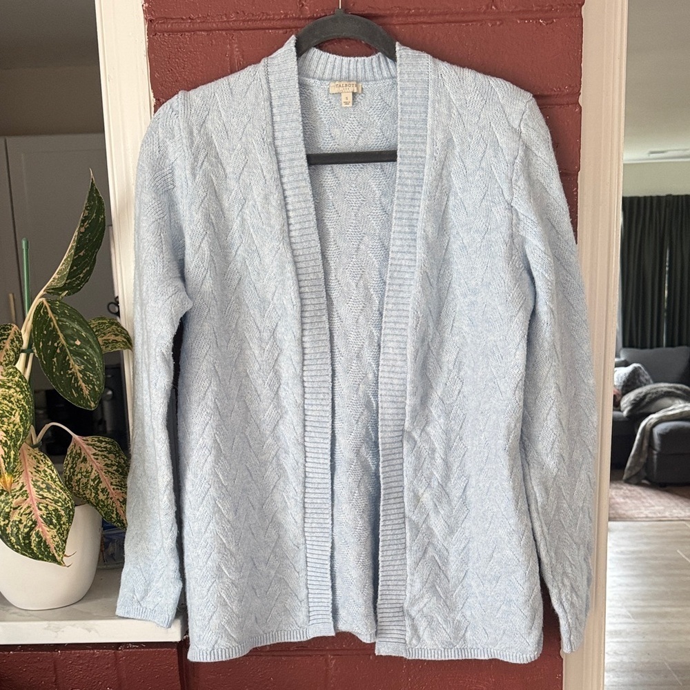 Talbots Light Blue Cable Knit Cardigan Small